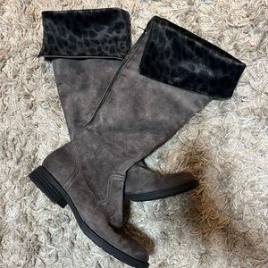 Gray and Black Women's Knee-High Boots